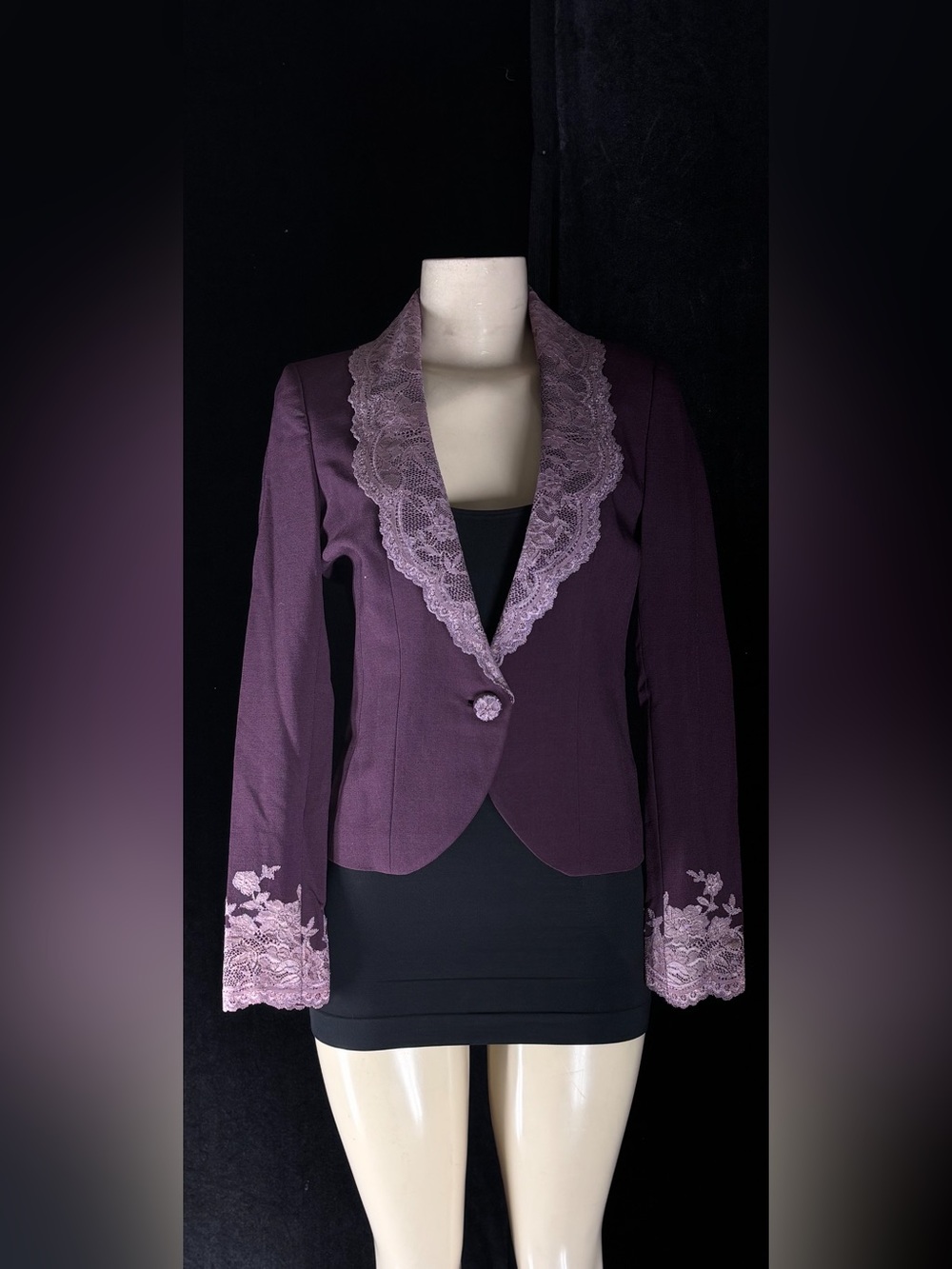 Purple Lace-Trim Blazer Jacket by Mandalay